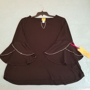 Women's Ruby Road fluted sleeve shirt, size Large, NWT